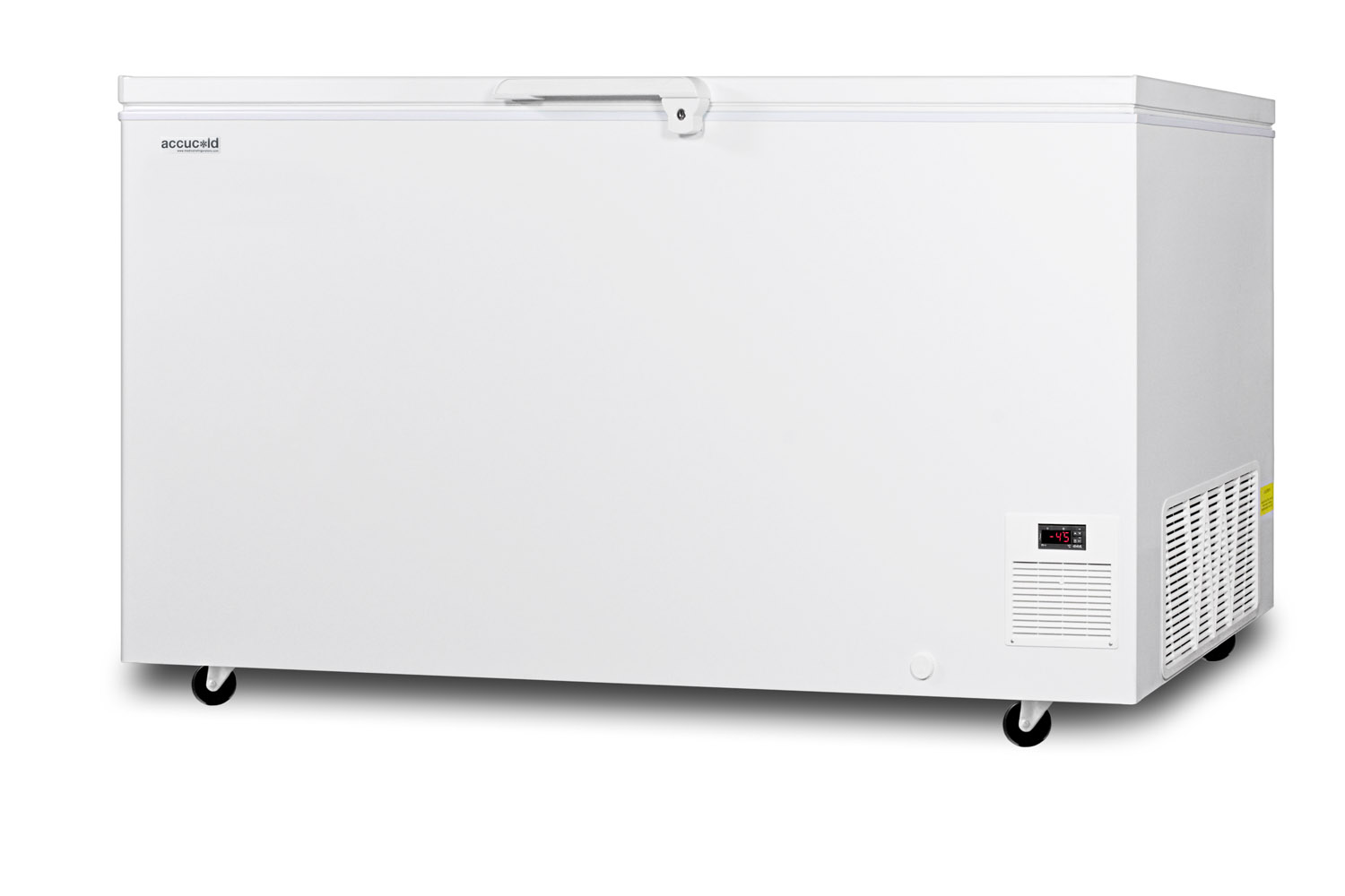 Commercial -45 C capable chest freezer with digital thermostat and 15.5 cu.ft. capacity